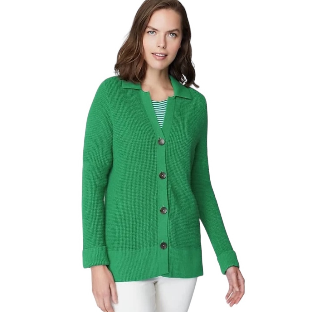 J.Jill Collared Button Front Textured Cardigan - image 1